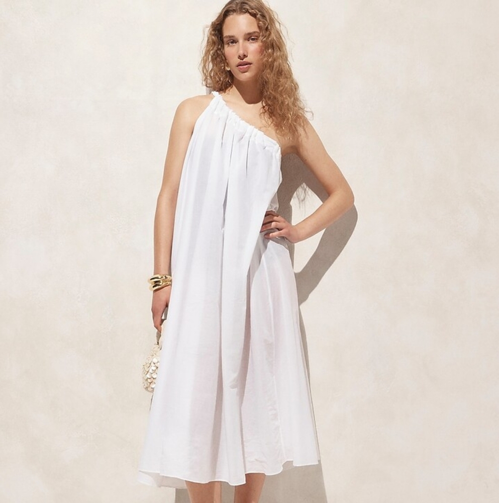 J. Crew One-shoulder beach dress in cotton voile NWT